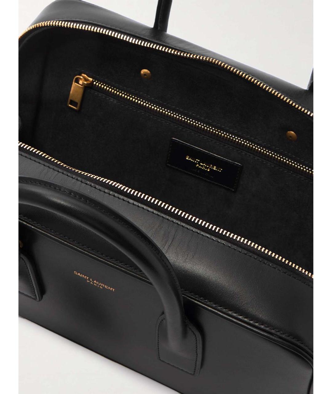 SAINT LAURENT Черная кожаная сумка с короткими ручками, фото 5