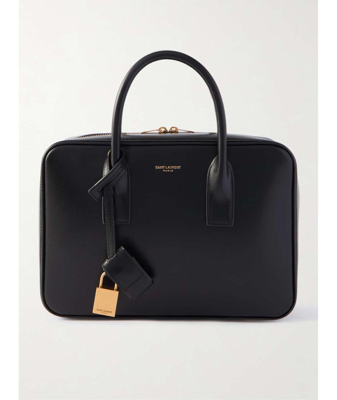 SAINT LAURENT Черная кожаная сумка с короткими ручками, фото 6