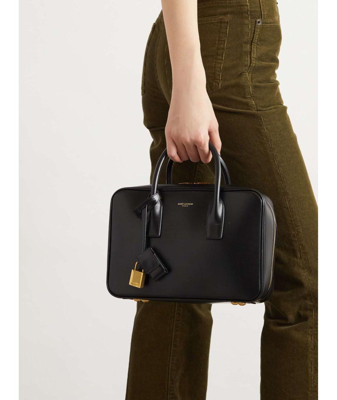 SAINT LAURENT Черная кожаная сумка с короткими ручками, фото 2