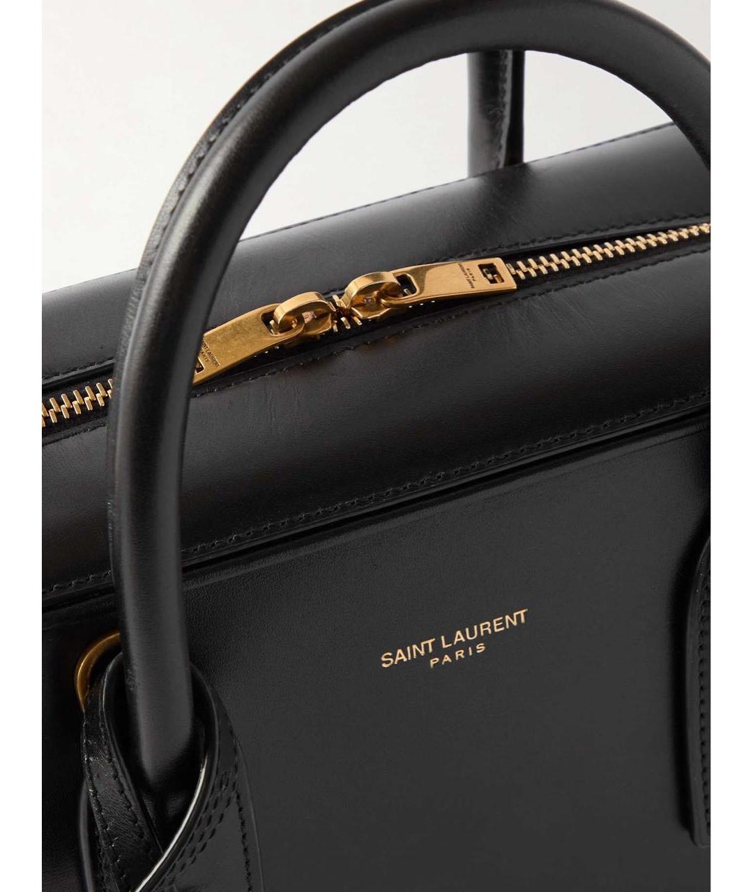 SAINT LAURENT Черная кожаная сумка с короткими ручками, фото 3