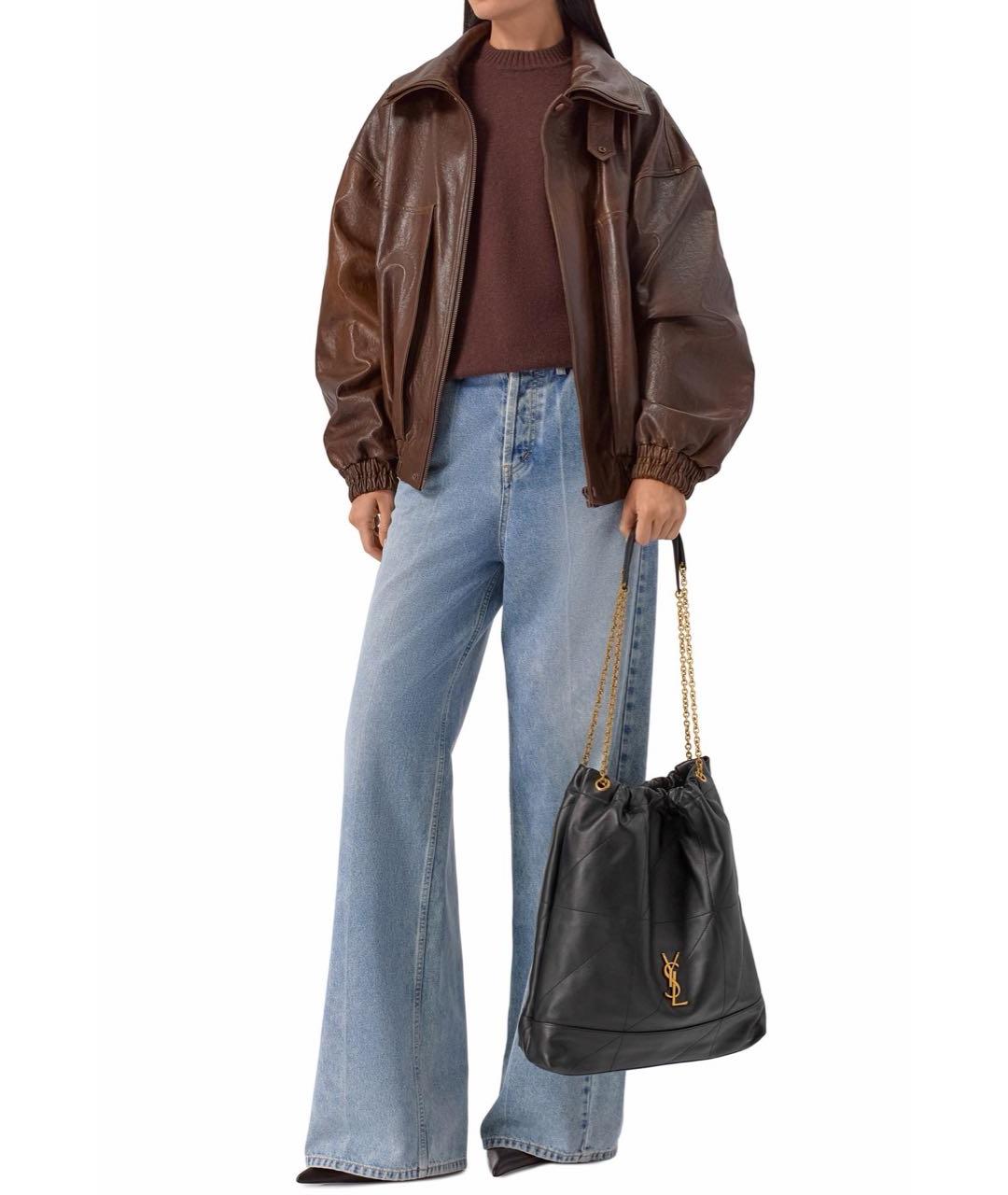 SAINT LAURENT Черная кожаная сумка тоут, фото 2