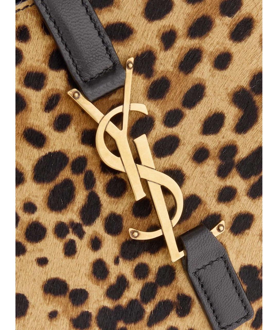 SAINT LAURENT Коричневая кожаная сумка с короткими ручками, фото 5