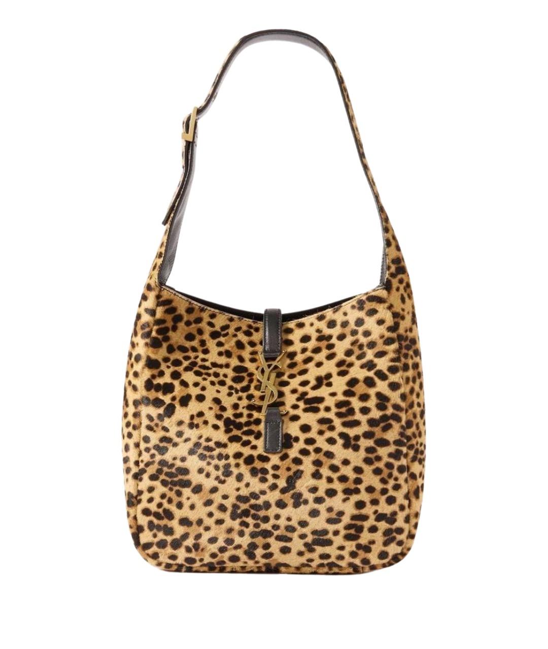 SAINT LAURENT Коричневая кожаная сумка с короткими ручками, фото 1