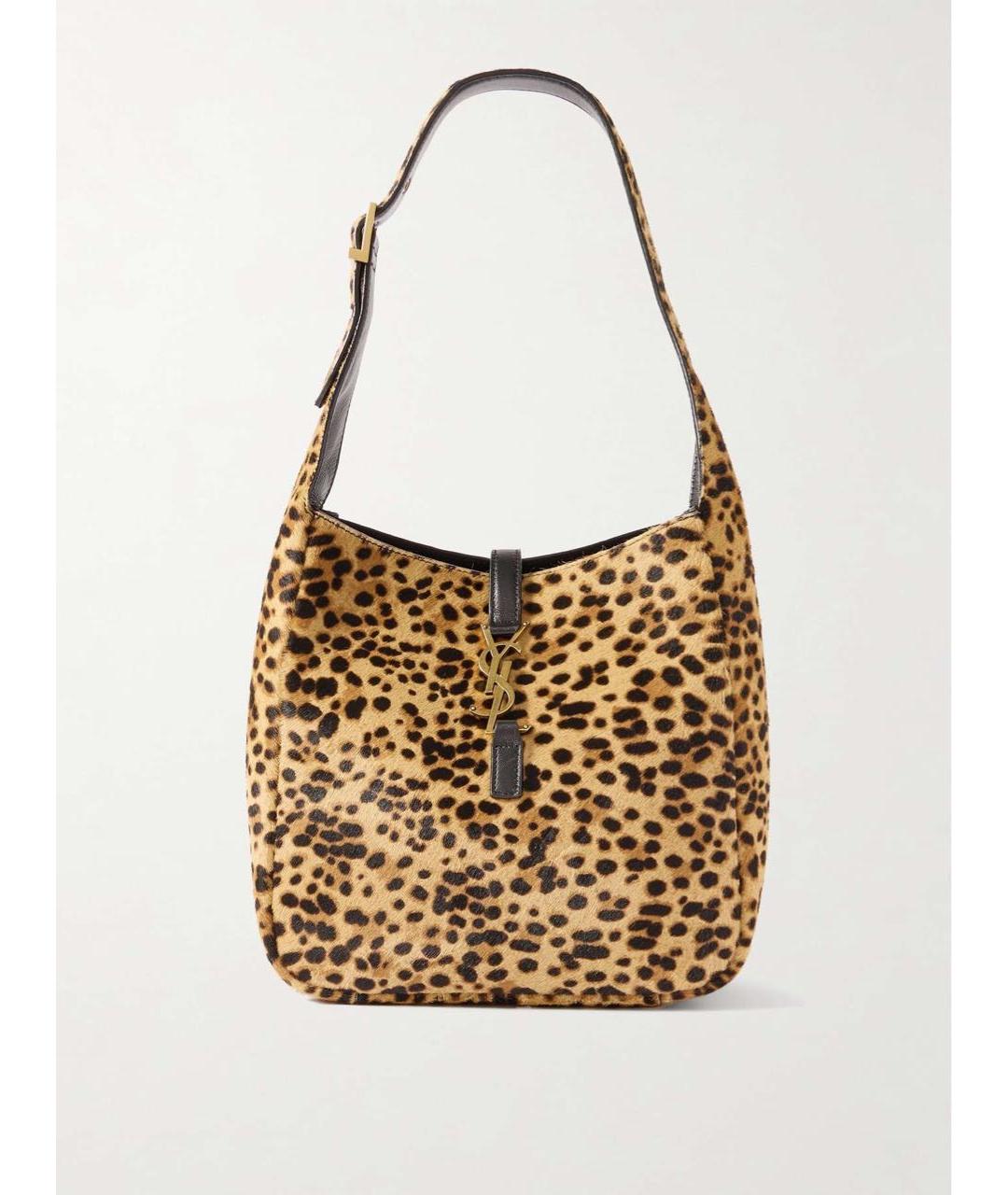 SAINT LAURENT Коричневая кожаная сумка с короткими ручками, фото 6