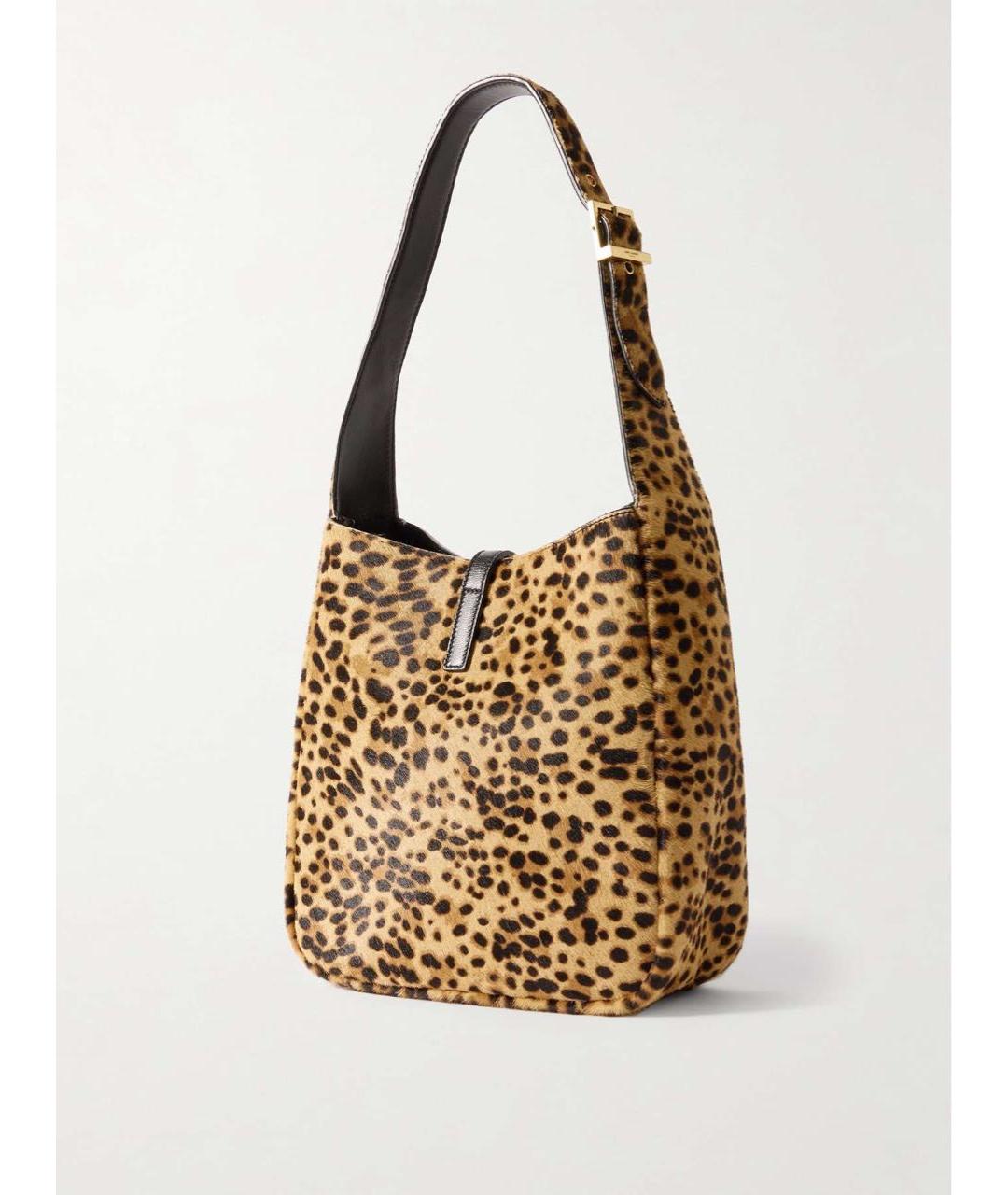 SAINT LAURENT Коричневая кожаная сумка с короткими ручками, фото 3