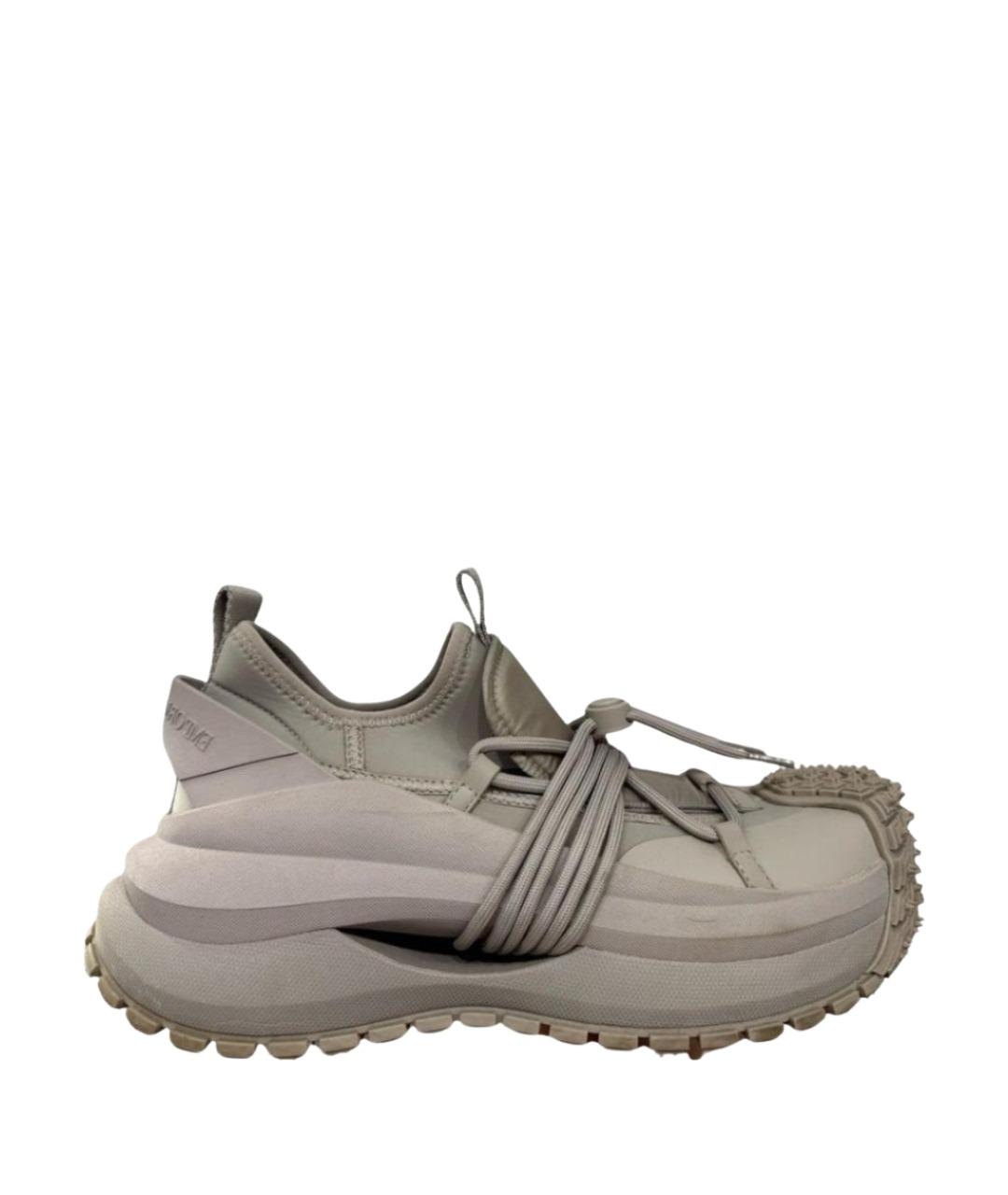 EMPORIO ARMANI Серые текстильные низкие кроссовки / кеды, фото 1