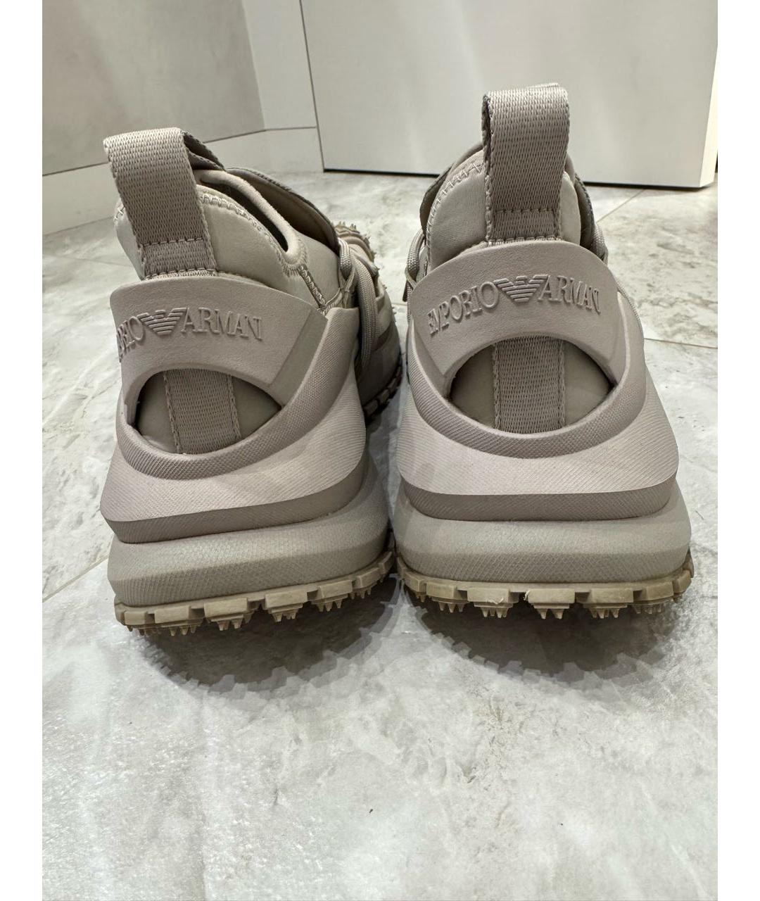 EMPORIO ARMANI Серые текстильные низкие кроссовки / кеды, фото 4