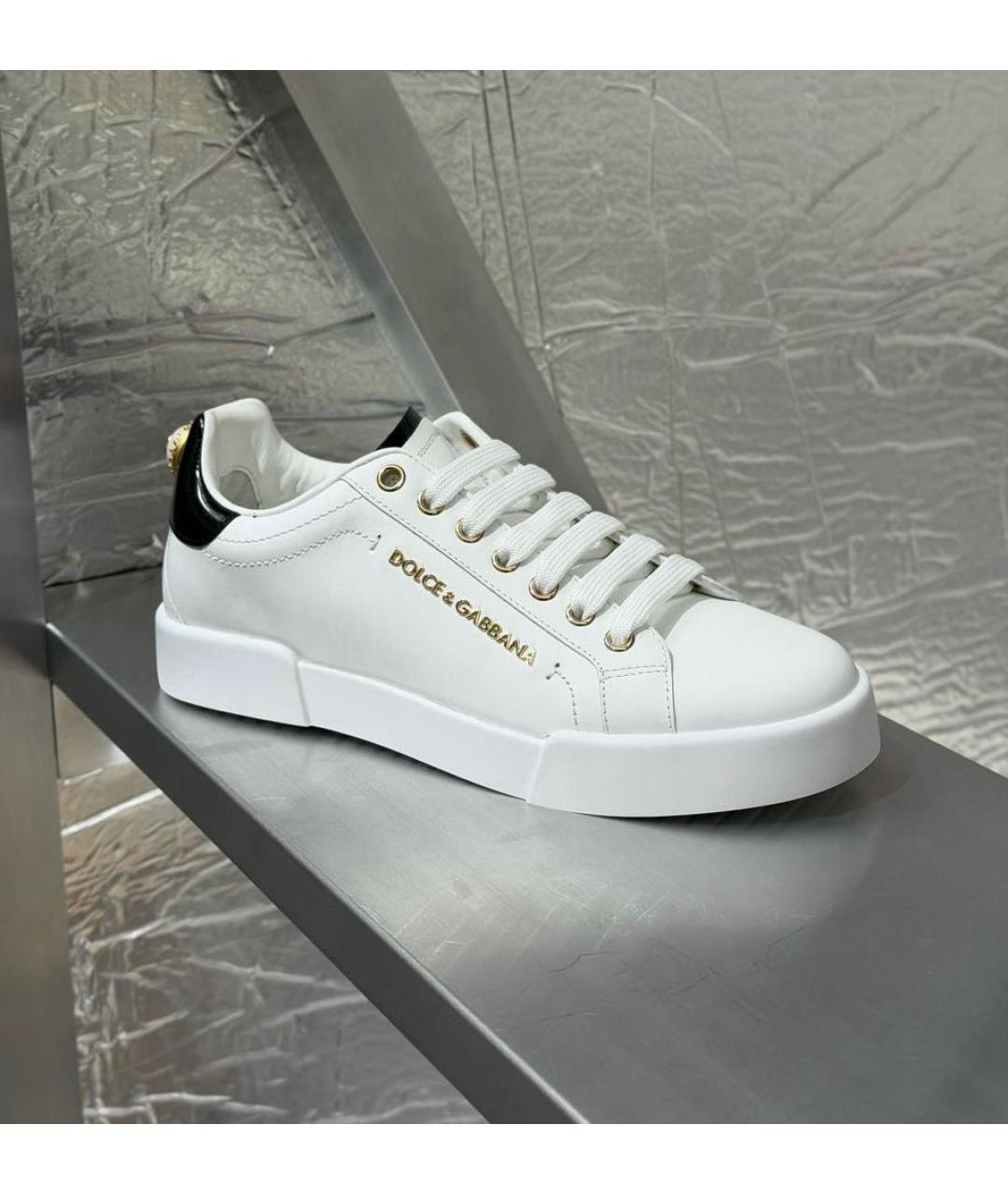 DOLCE&GABBANA Белые кожаные кеды, фото 7