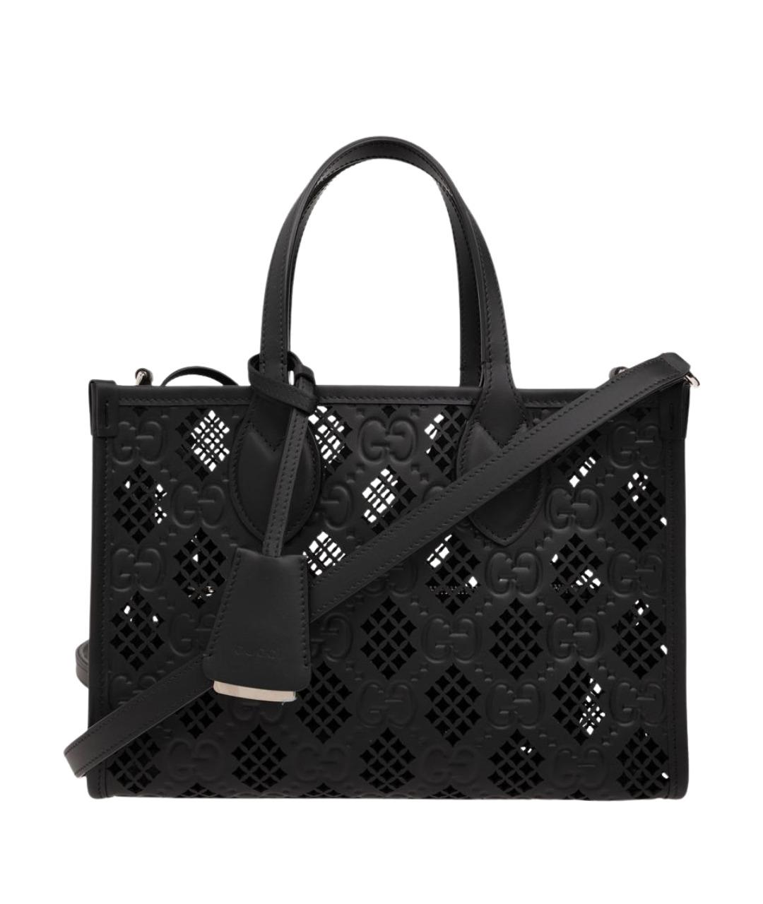 GUCCI Черная кожаная сумка тоут, фото 1