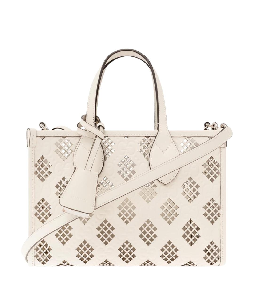 GUCCI Белая кожаная сумка тоут, фото 1