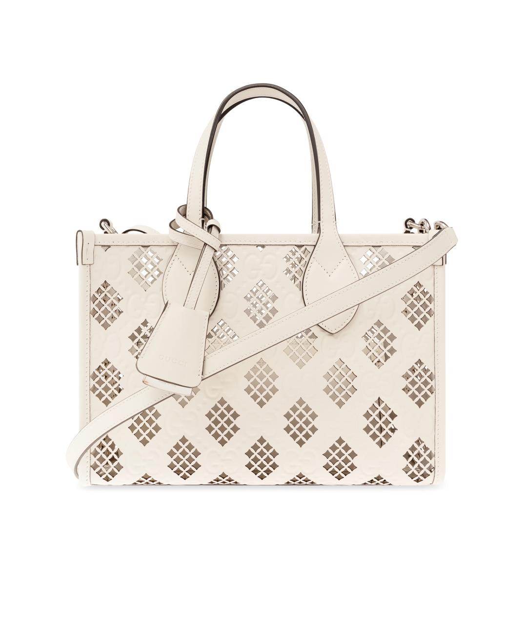 GUCCI Белая кожаная сумка тоут, фото 7