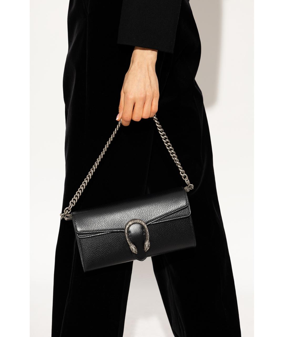 GUCCI Черная кожаная сумка с короткими ручками, фото 3