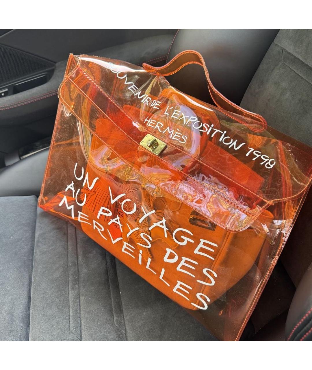 HERMES Оранжевая сумка с короткими ручками, фото 6