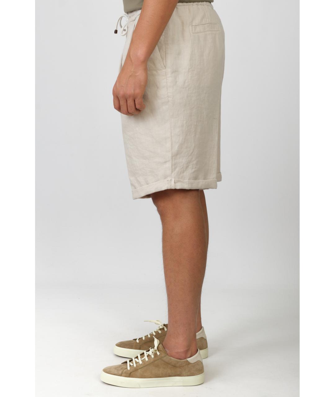 BRUNELLO CUCINELLI Серые льняные шорты, фото 3