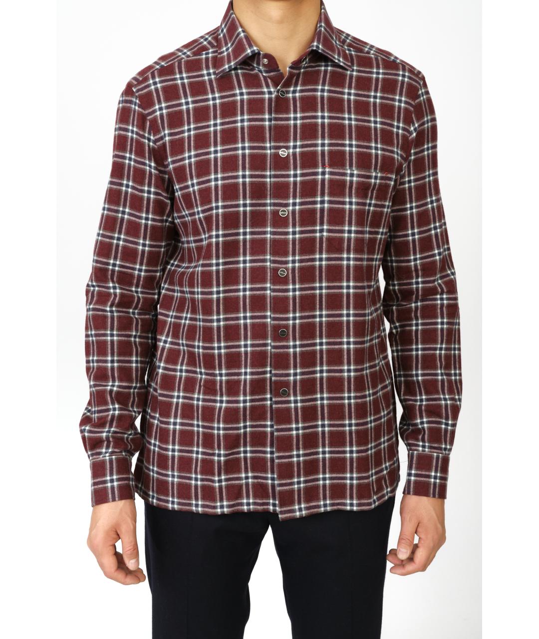 KITON Бордовая хлопковая кэжуал рубашка, фото 6