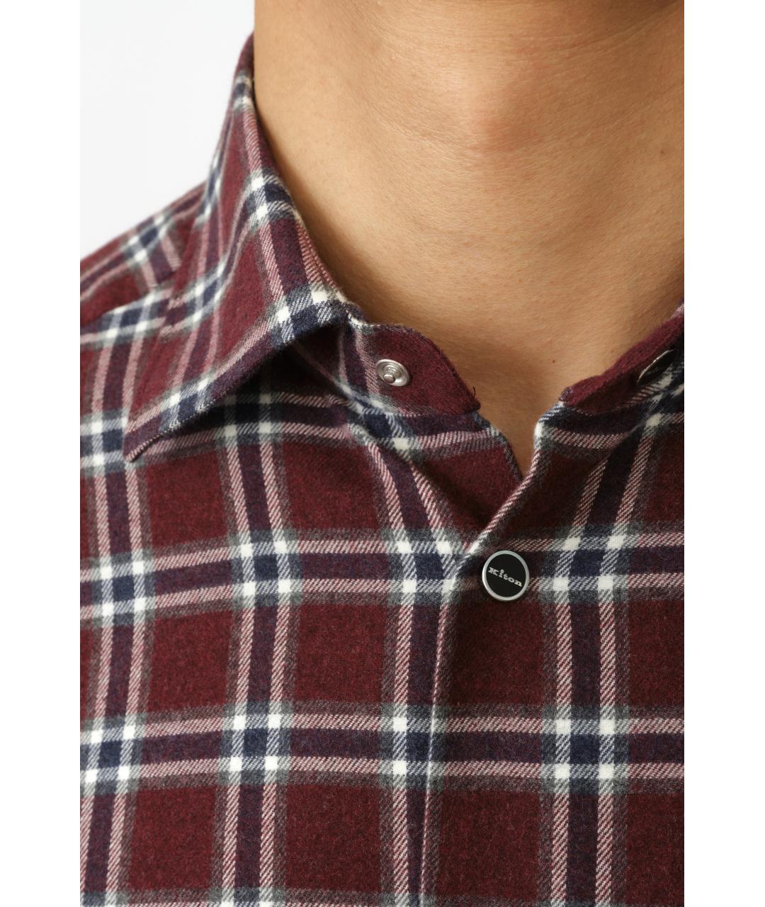 KITON Бордовая хлопковая кэжуал рубашка, фото 5