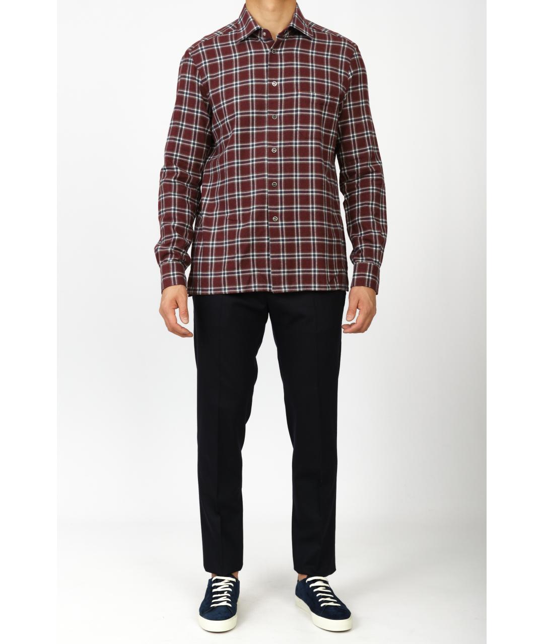 KITON Бордовая хлопковая кэжуал рубашка, фото 2