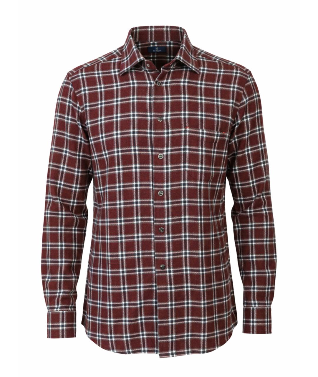 KITON Бордовая хлопковая кэжуал рубашка, фото 1