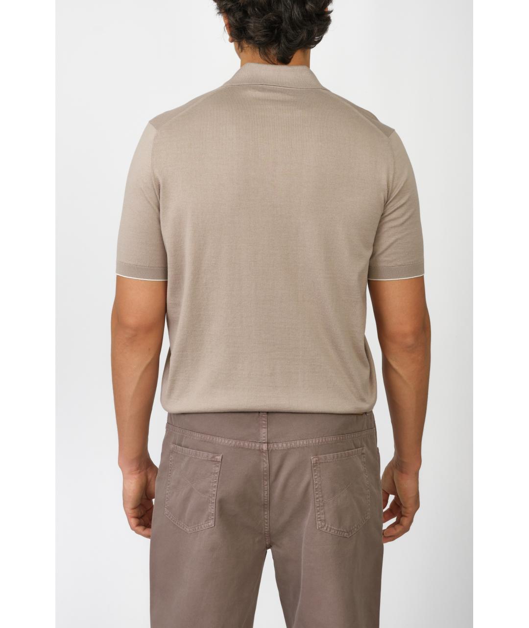 BRUNELLO CUCINELLI Серое хлопковое поло с коротким рукавом, фото 4