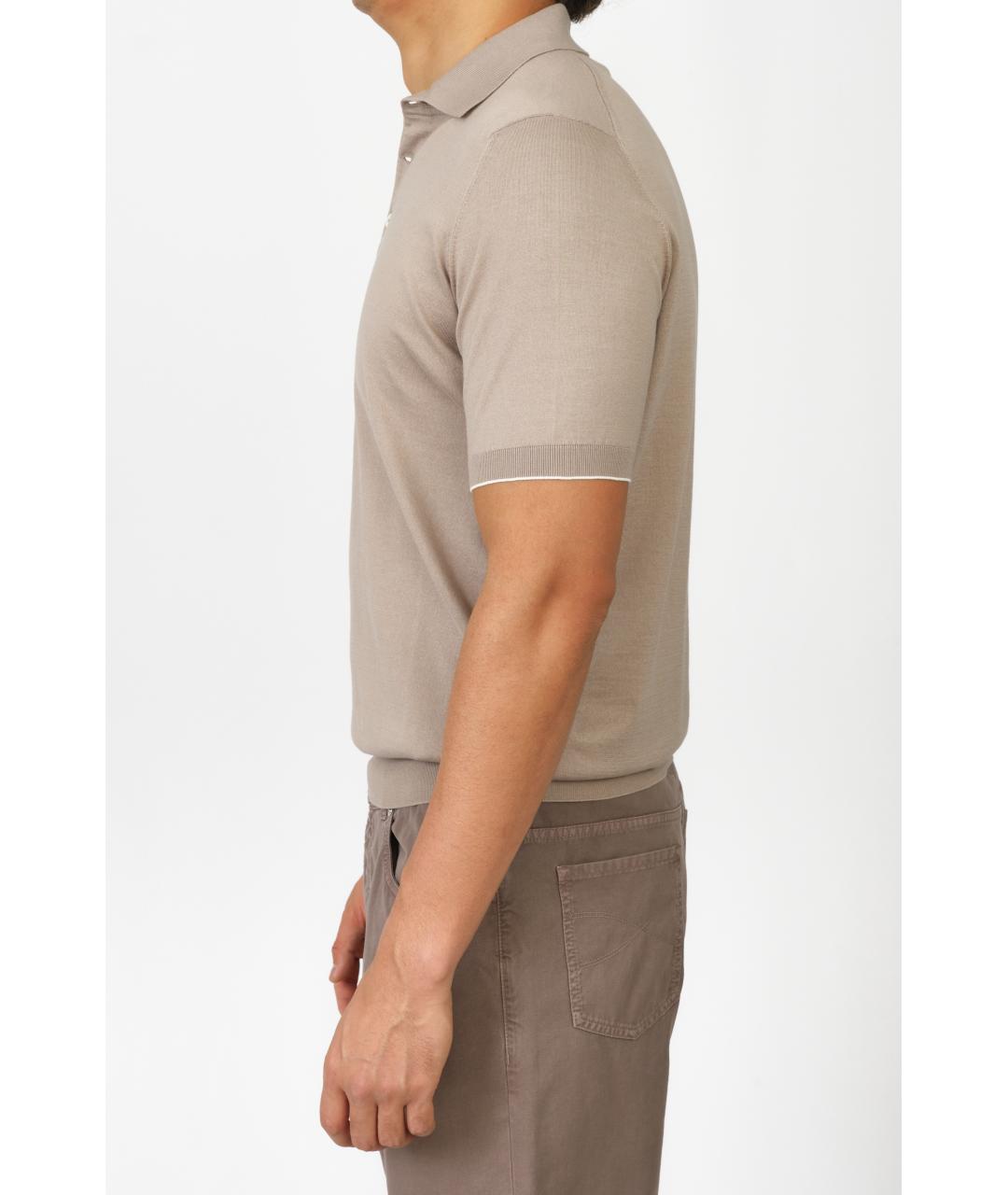 BRUNELLO CUCINELLI Серое хлопковое поло с коротким рукавом, фото 3