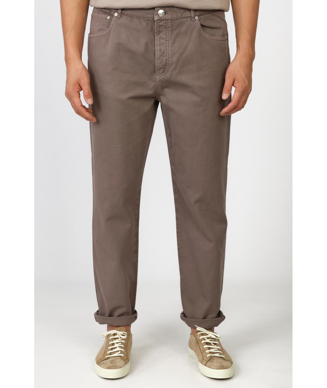 BRUNELLO CUCINELLI Серые хлопковые прямые джинсы, фото 2