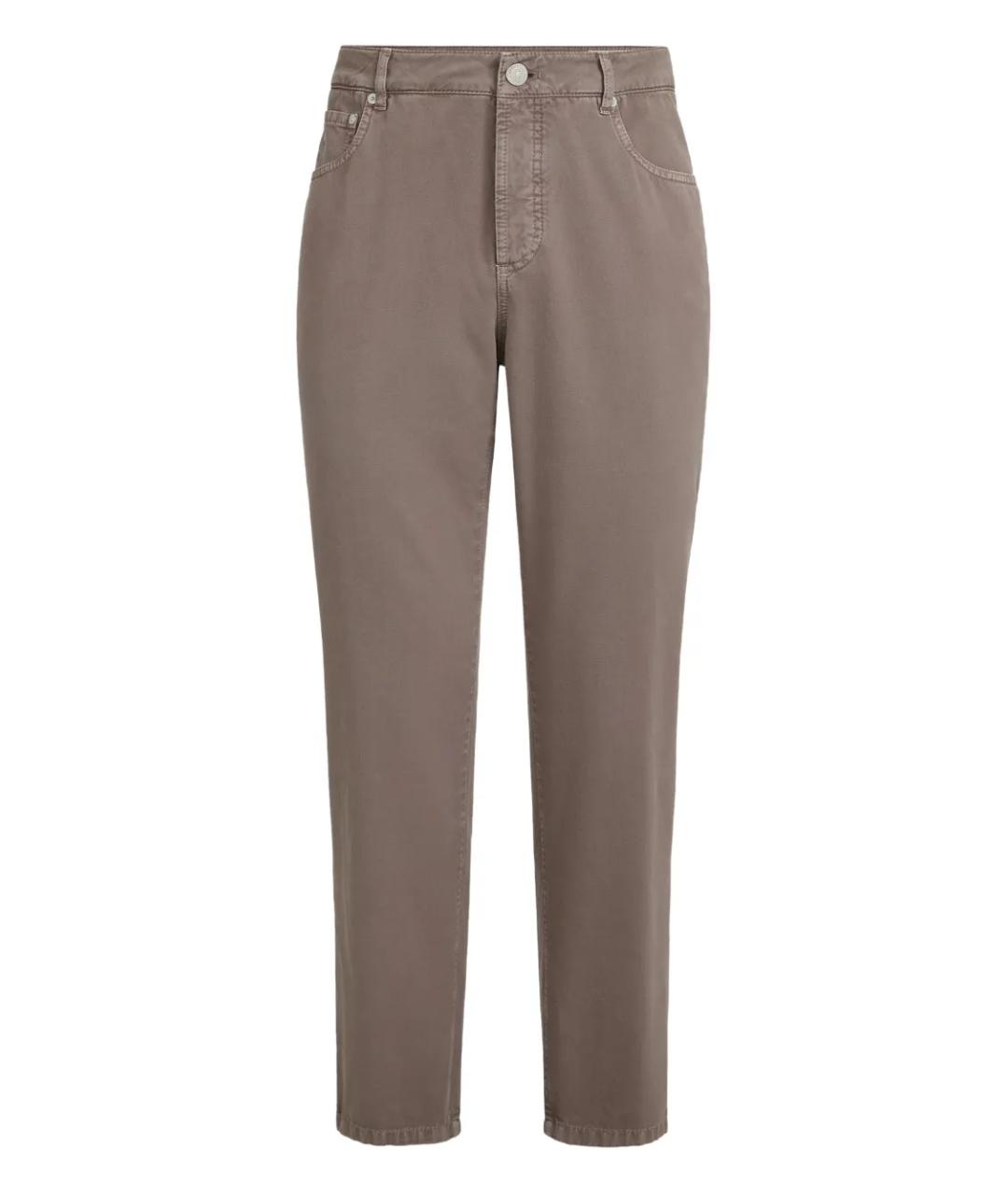 BRUNELLO CUCINELLI Серые хлопковые прямые джинсы, фото 1