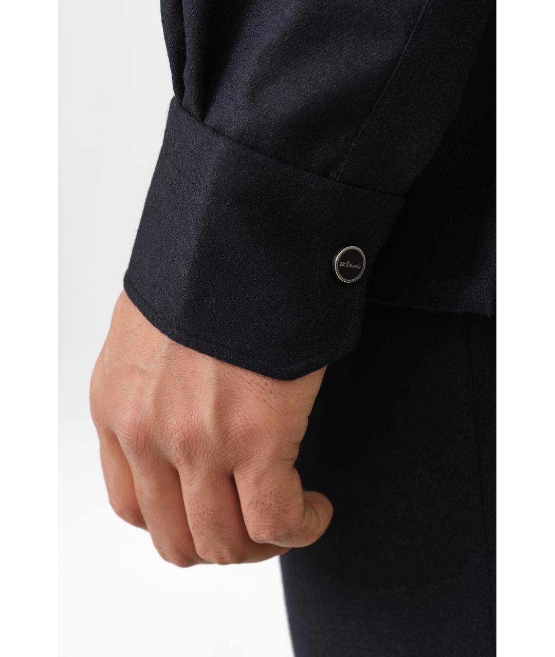 KITON Черная шерстяная классическая рубашка, фото 6
