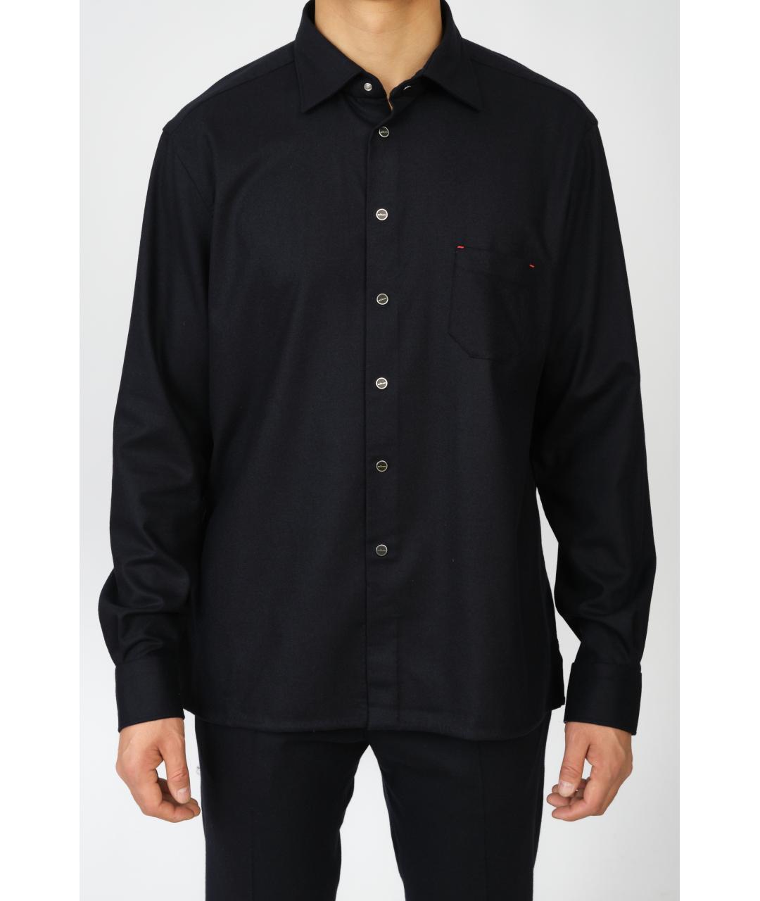 KITON Черная шерстяная классическая рубашка, фото 2