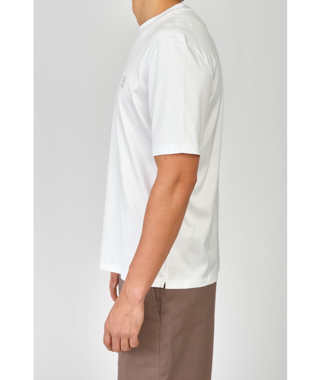 BRUNELLO CUCINELLI Белая хлопковая футболка, фото 3