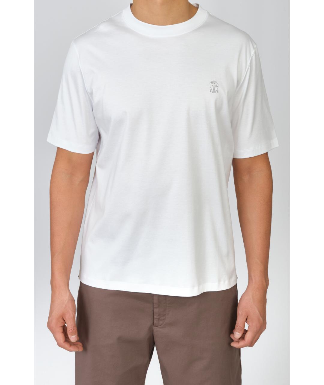 BRUNELLO CUCINELLI Белая хлопковая футболка, фото 6
