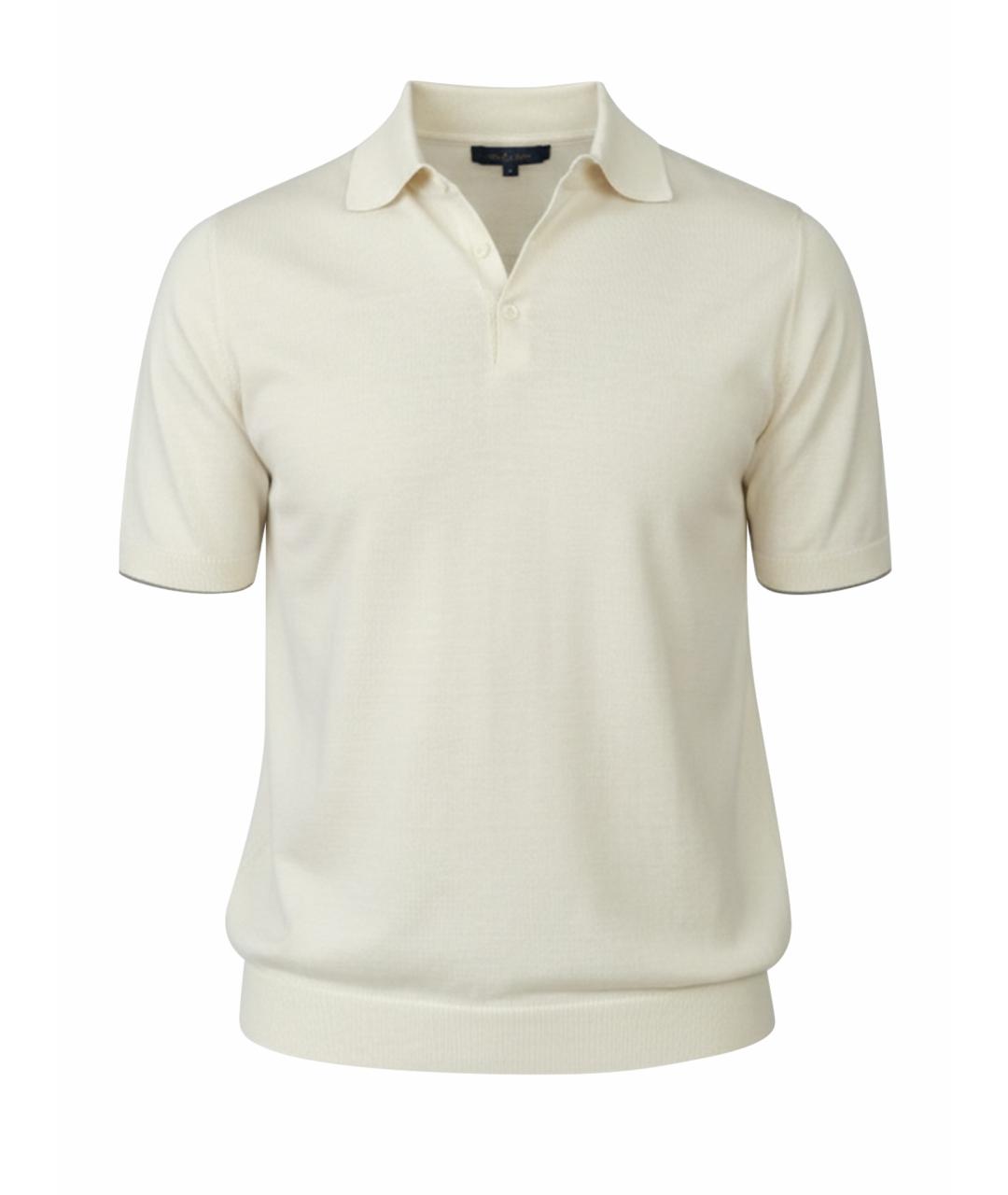 BRUNELLO CUCINELLI Белое хлопковое поло с коротким рукавом, фото 1