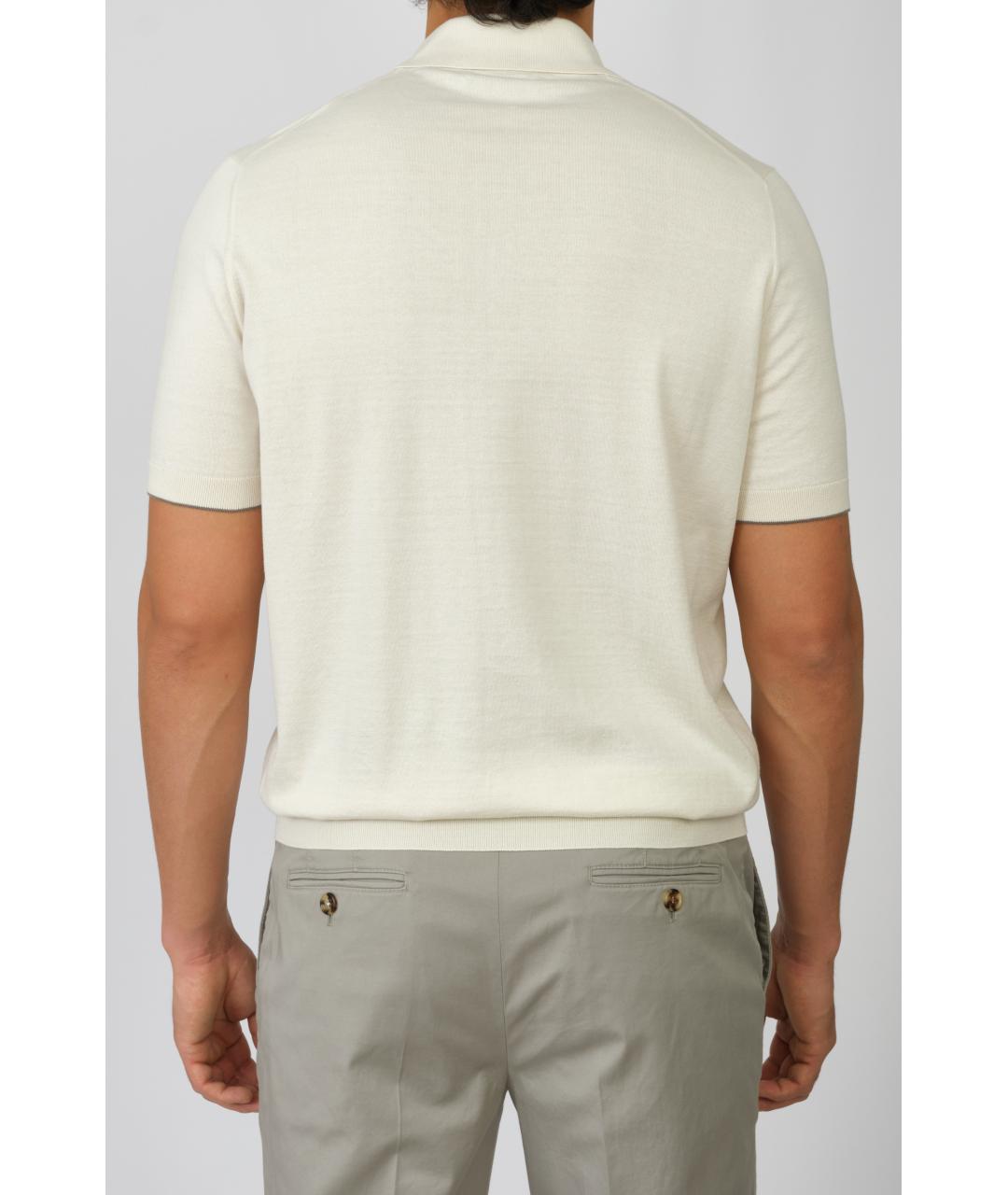 BRUNELLO CUCINELLI Белое хлопковое поло с коротким рукавом, фото 4