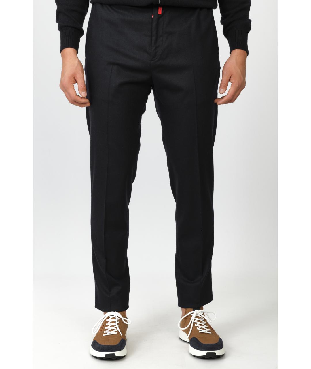KITON Черные шерстяные повседневные брюки, фото 7
