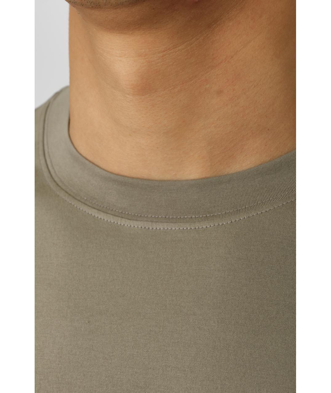 BRUNELLO CUCINELLI Хаки хлопковая футболка, фото 6