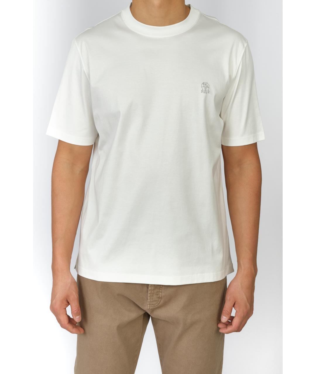 BRUNELLO CUCINELLI Белая хлопковая футболка, фото 6