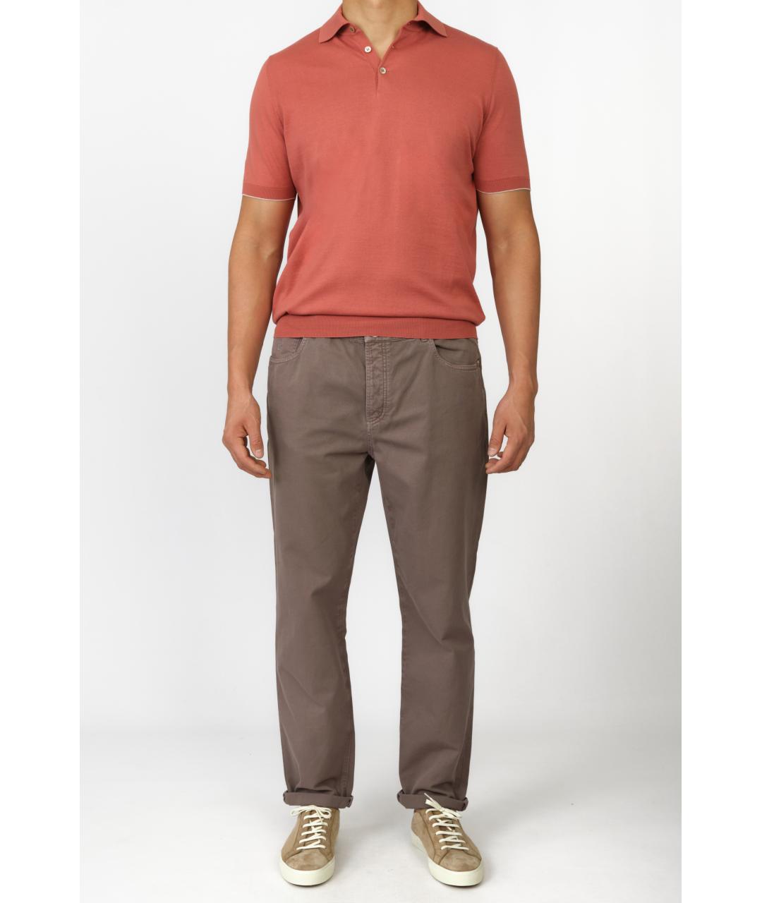 BRUNELLO CUCINELLI Красное хлопковое поло с коротким рукавом, фото 5