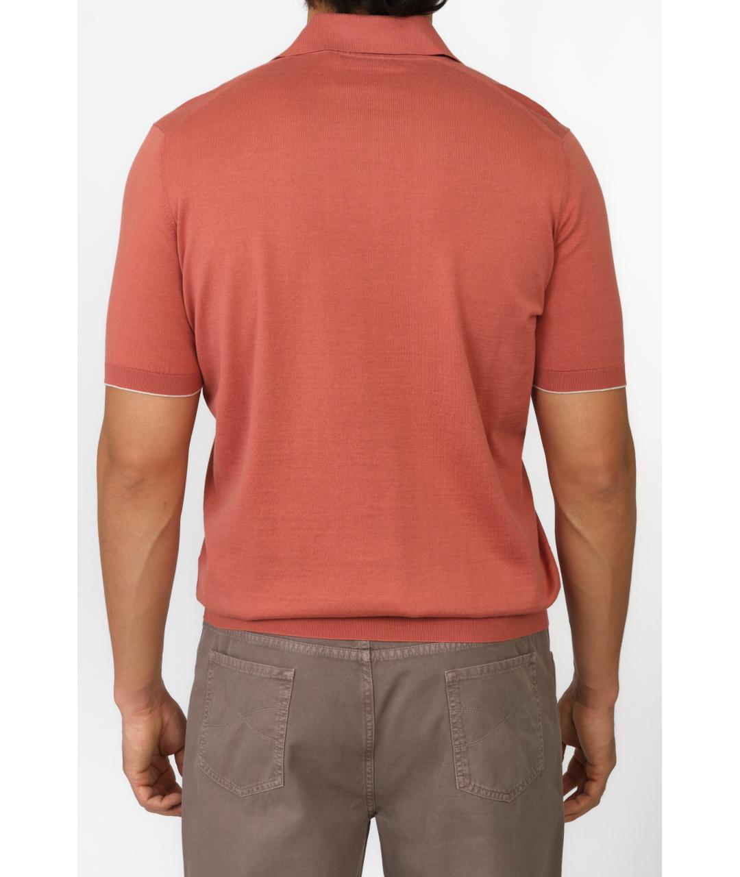 BRUNELLO CUCINELLI Красное хлопковое поло с коротким рукавом, фото 3