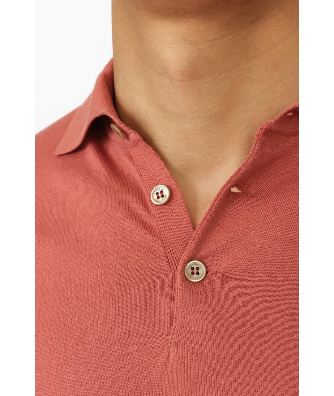 BRUNELLO CUCINELLI Красное хлопковое поло с коротким рукавом, фото 4