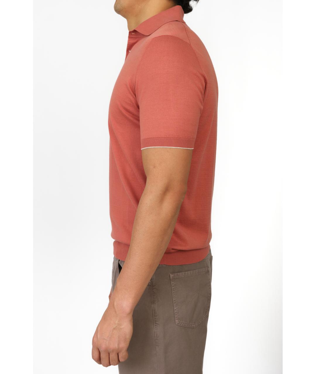 BRUNELLO CUCINELLI Красное хлопковое поло с коротким рукавом, фото 2