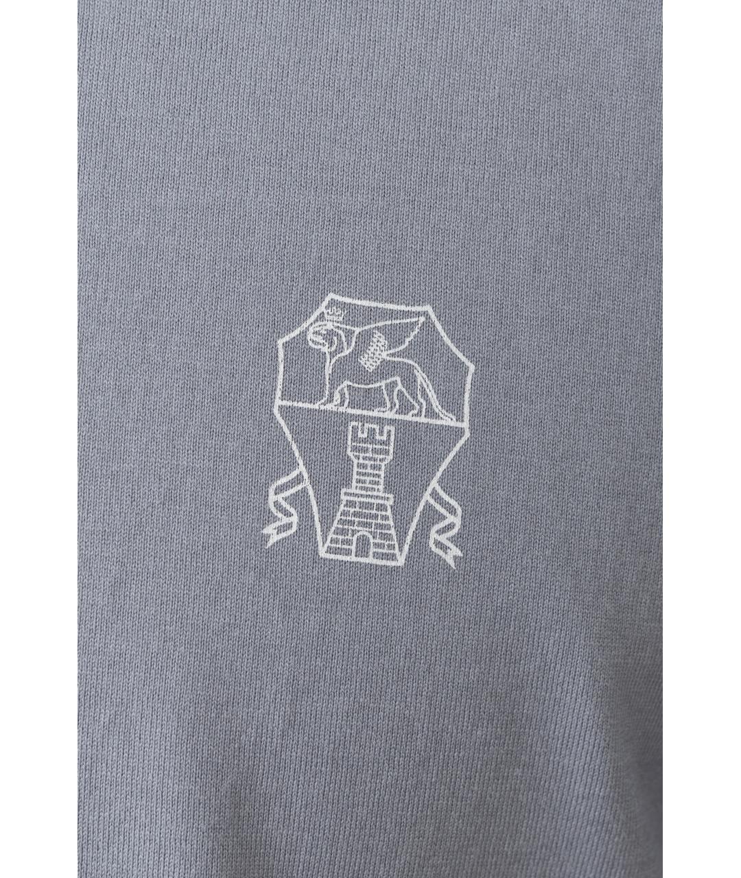 BRUNELLO CUCINELLI Голубая хлопковая футболка, фото 5