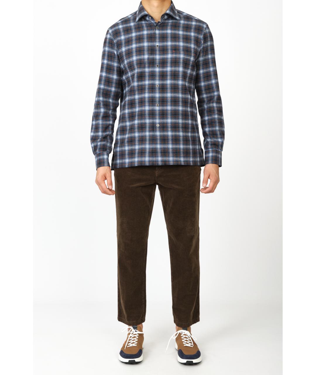 KITON Темно-синяя хлопковая кэжуал рубашка, фото 2