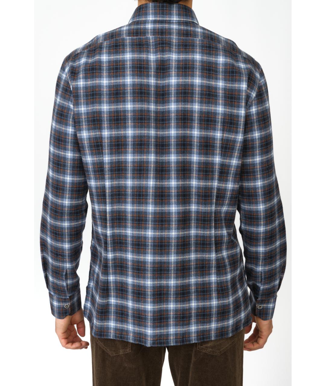 KITON Темно-синяя хлопковая кэжуал рубашка, фото 4