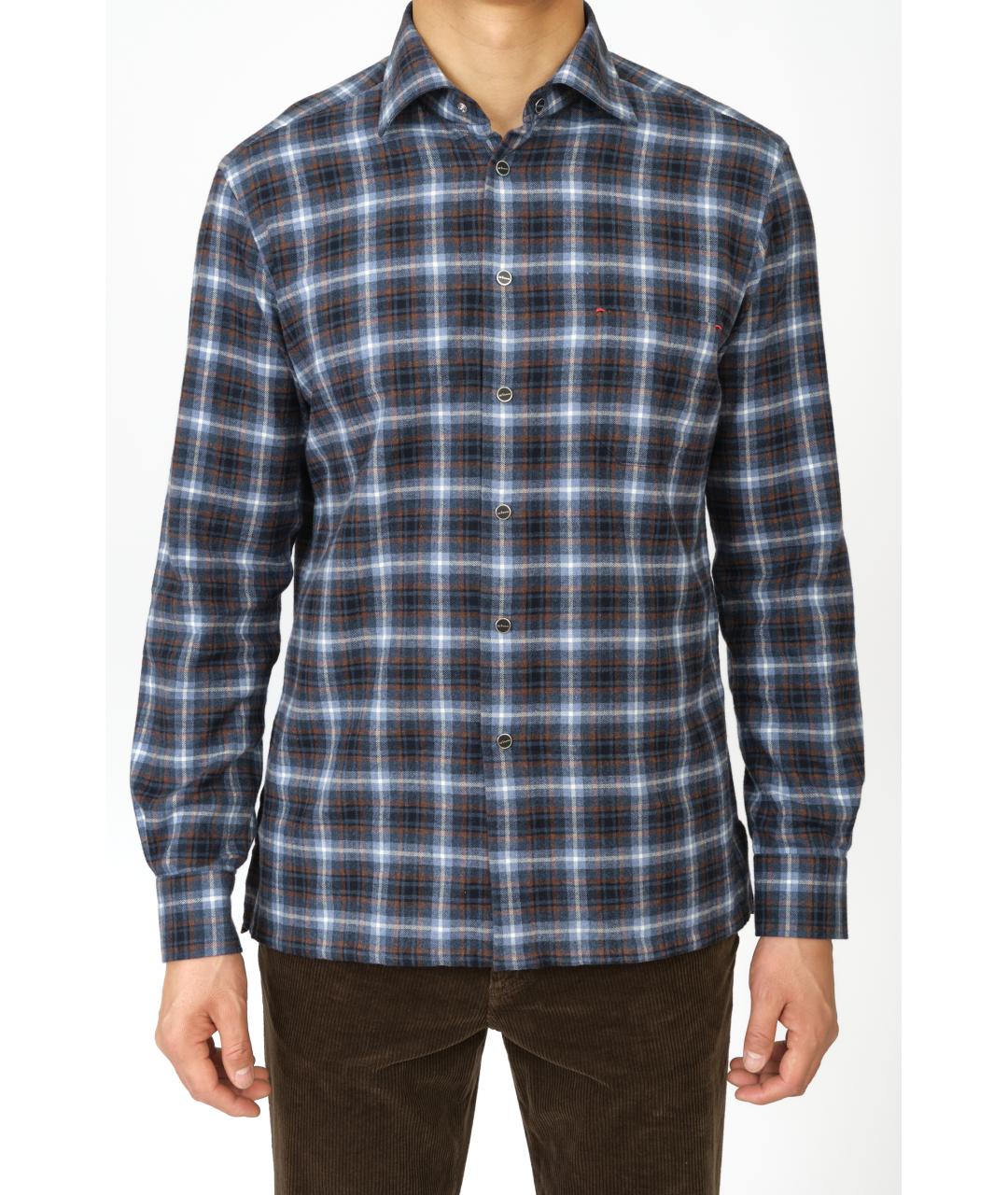 KITON Темно-синяя хлопковая кэжуал рубашка, фото 6