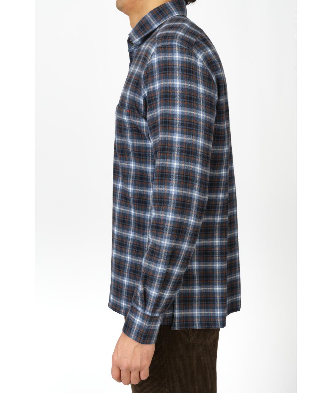 KITON Темно-синяя хлопковая кэжуал рубашка, фото 3