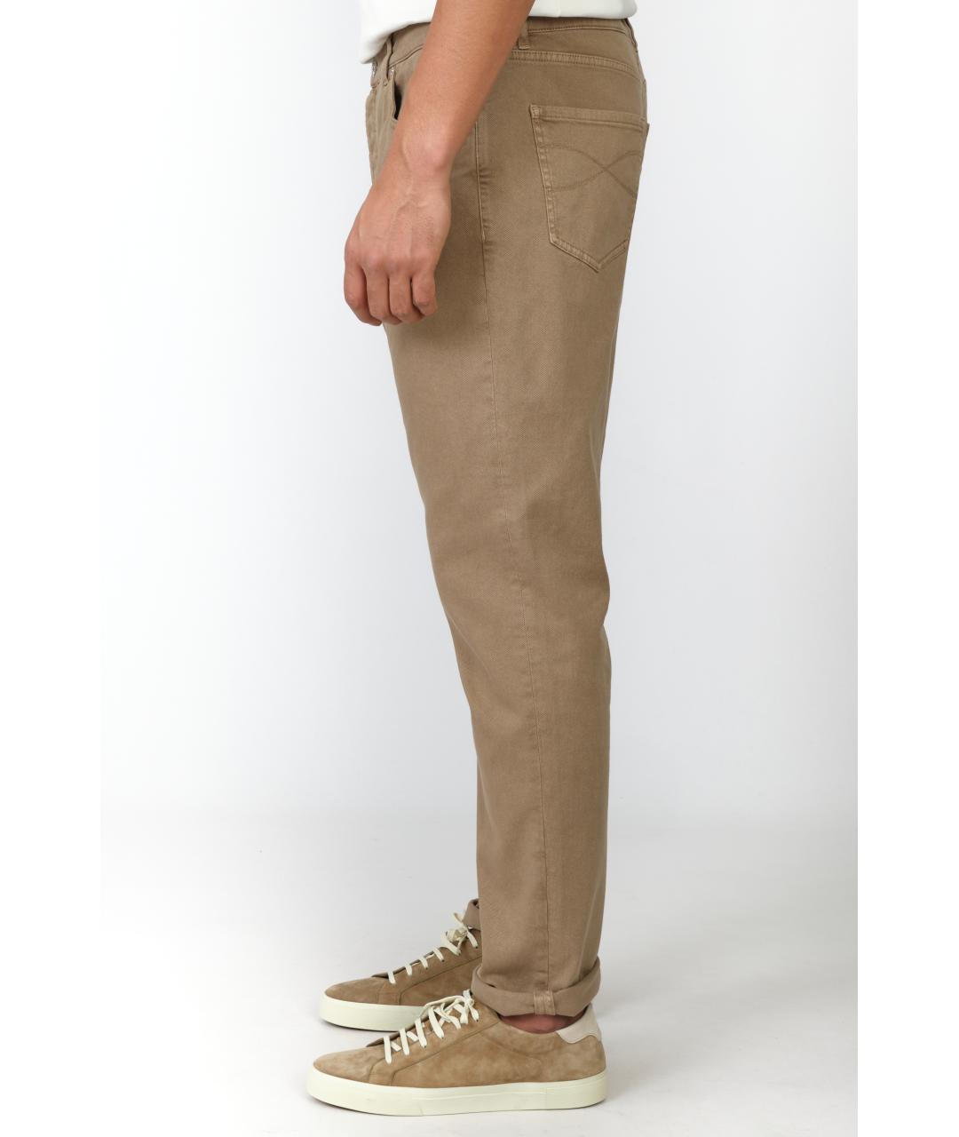 BRUNELLO CUCINELLI Коричневые хлопковые прямые джинсы, фото 2