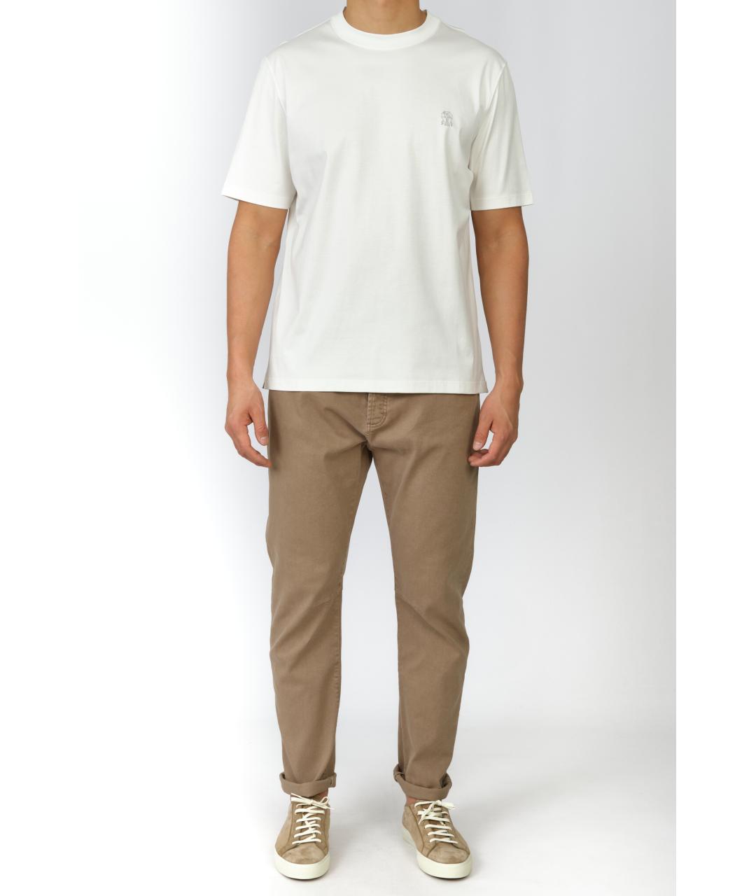 BRUNELLO CUCINELLI Коричневые хлопковые прямые джинсы, фото 5