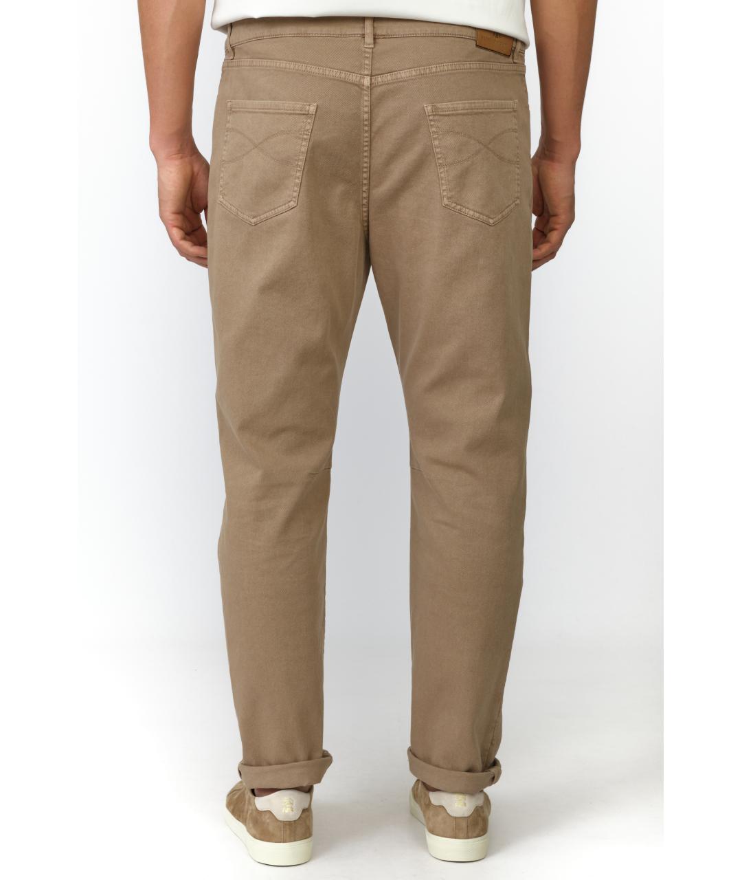 BRUNELLO CUCINELLI Коричневые хлопковые прямые джинсы, фото 3