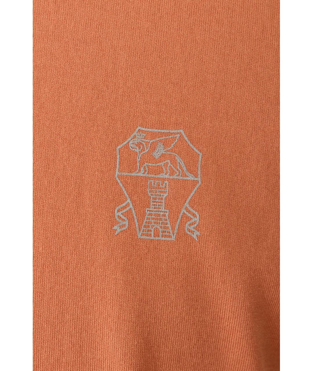 BRUNELLO CUCINELLI Оранжевая хлопковая футболка, фото 6