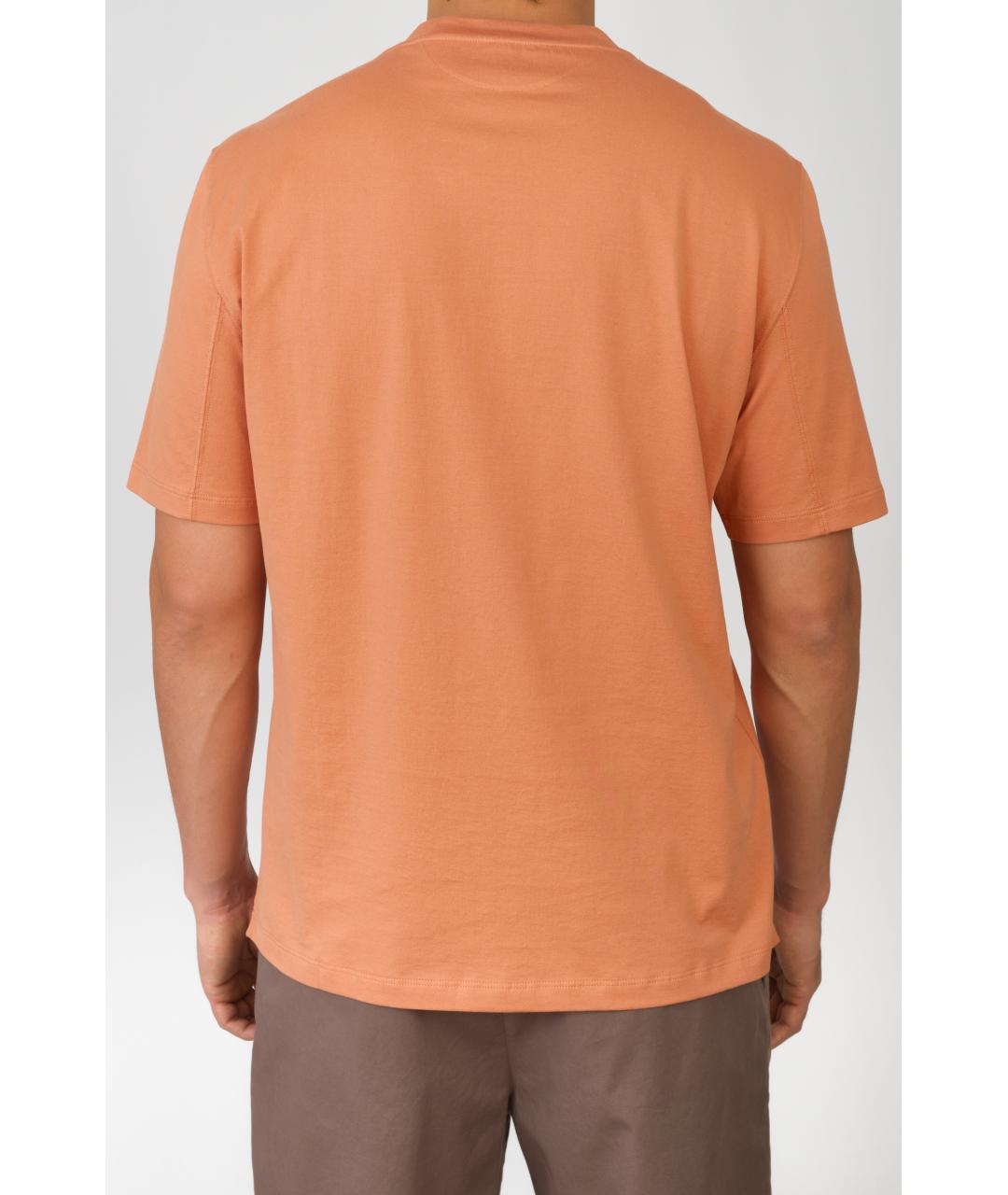 BRUNELLO CUCINELLI Оранжевая хлопковая футболка, фото 5