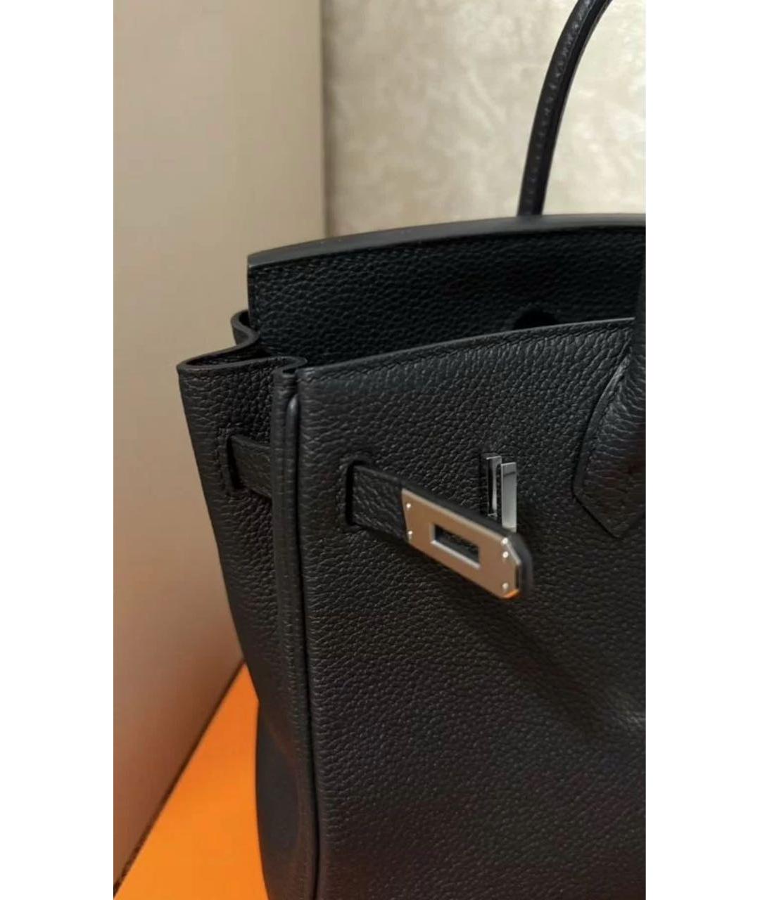 HERMES Черная кожаная сумка с короткими ручками, фото 4